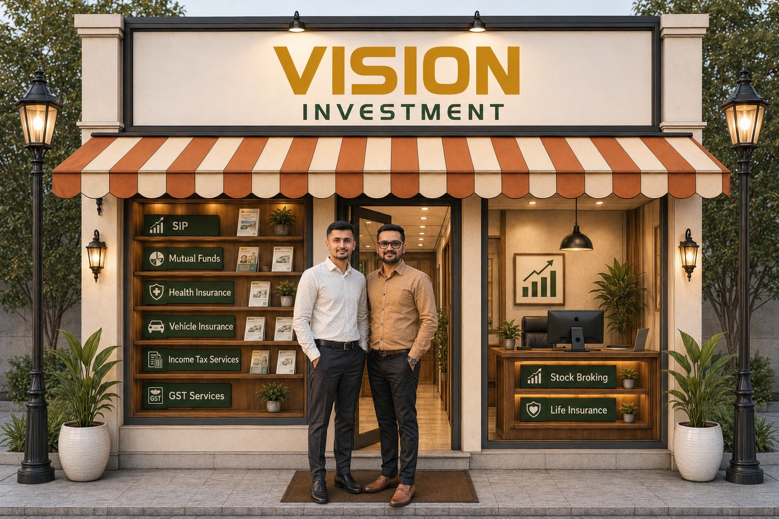 Vision Investment office storefront in Bardoli, Gujarat